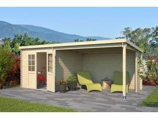 Blokhut met overkapping Sunniva 570x275 Onbehandeld vuren