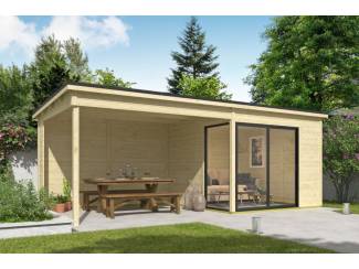 Blokhut met overkapping Julia 295x295 onbehandeld vuren